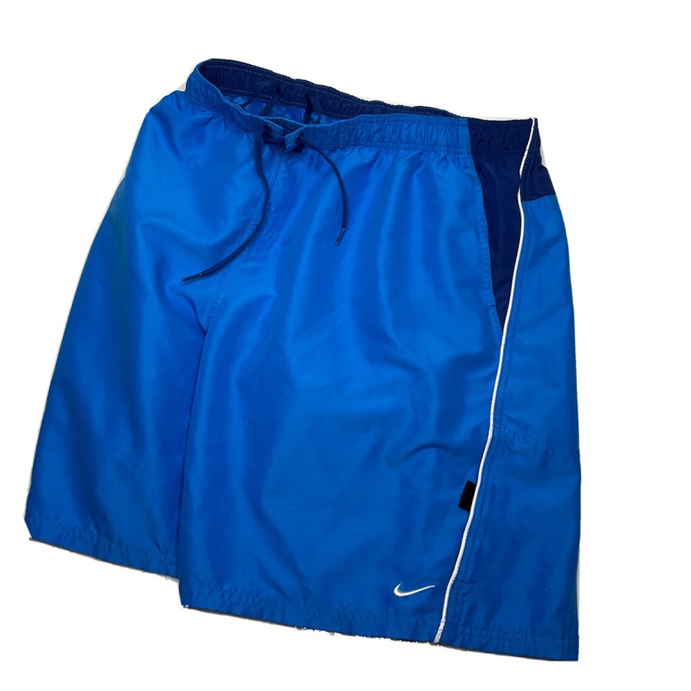 Nike Shorts‎ Board Swim Trunks Mesh Lined Blue Swoosh Pockets Men Sz 2XL